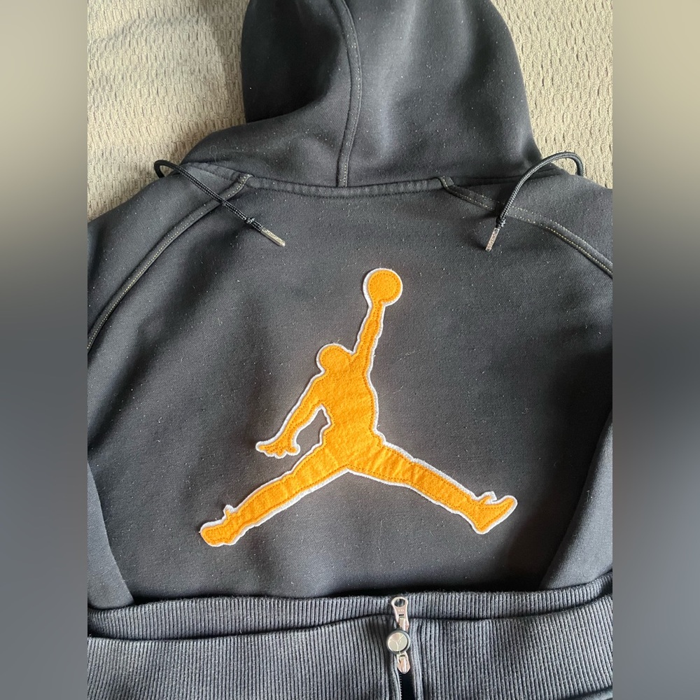OG Jordan Black Men's Full Zip Up Hoodie Sweatshirt  XL (2000's era) Thick/Heavy